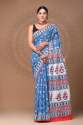 GGF Soft pure cotton mulmul Hand block printed saree with blouse thumb 1