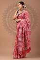 GGF Soft pure cotton mulmul Hand block printed saree with blouse thumb 5