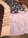 Handloom Linen Saree With Floral Digital Print  thumb 1
