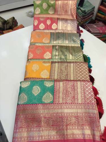 Heavy Silk Saree with Self Jacquard & Contrast Border Pallu