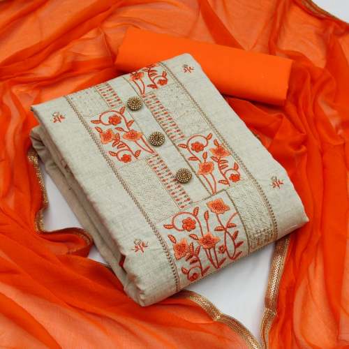 KHADI COTTON EMBRODERY WORK DRESS
