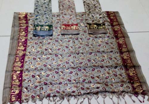 Khadi Silk Digital Print Dupatta With Foil Print & Jhalar