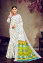 Linen Cotton Fancy Print Saree With and Latkan. thumb 6