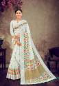 Linen Cotton Fancy Print Saree With and Latkan. thumb 7