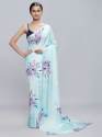 Magic crepe Chinon satin Digital Printed Saree thumb 2