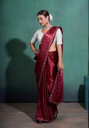  Moss Satin With Swarovski work cutwork border Saree