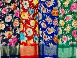 New chiffon floral saree with zari lining