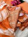  Orange Floral Naira Cut Cotton Suit Sets with finest Embroidery and motifs thumb 5