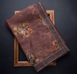 Organza digital print with coding and sequence work 