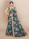 Organza Digital printed sarees thumb 2