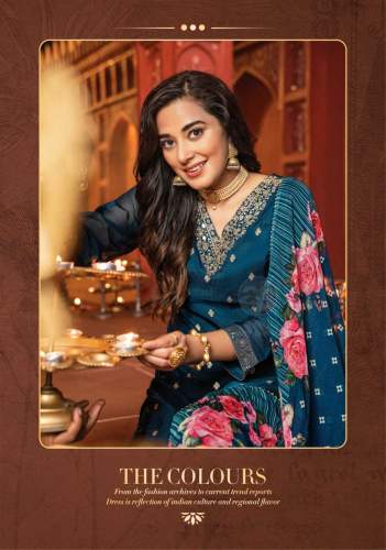 Organza Kurta Pant Set With Digital Dupatta