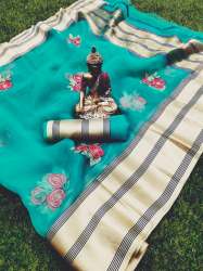 organza saree with emb.work