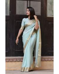 Organza Saree With Zari Border All over saree