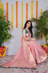 Original Linen Cotton Weaving Zari Border Saree