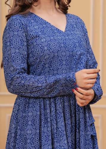 Party wear Kurti Pant Set With Dupatta In Blue Colour