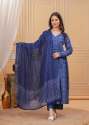 Party wear Kurti Pant Set With Dupatta In Blue Colour thumb 1
