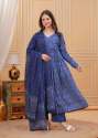 Party wear Kurti Pant Set With Dupatta In Blue Colour thumb 3