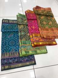 Patola silk fabric saree with contrast blouseï»¿