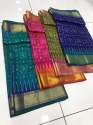 Patola silk fabric saree with contrast blouse thumb 2