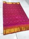 Patola silk fabric saree with contrast blouse thumb 3