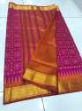 Patola silk fabric saree with contrast blouse thumb 4