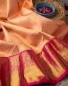 Peach Pink Kanchipuram Silk Saree with silver zari thumb 1