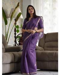 Plain Kota Doria Silk Saree With Golden Border 