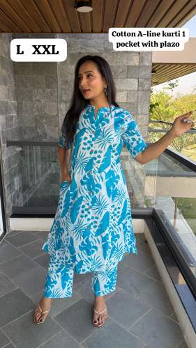 Premium A-Line Kurti with One Side Pocket & Semi Palazzo Bottom – Elegance in Beautiful Solid Colo