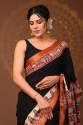 Premium Ajark printed Maheshwari border silk saree thumb 3