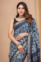 Premium Ajark printed Maheshwari border silk saree thumb 5