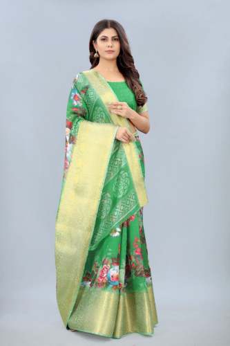 premium Chanderi silk saree with digital prints