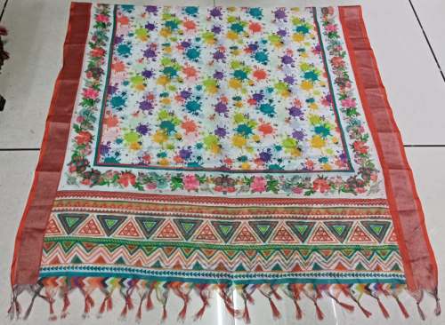 Premium Linen Digital Print Dupptas With Jhalar