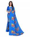 printed georgette saree with blouse thumb 1