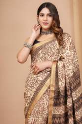 Pure Ajark printed Maheshwari silk saree