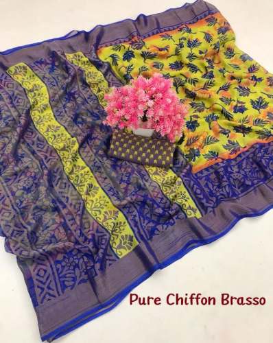  Pure Chiffon Brasso sarees 