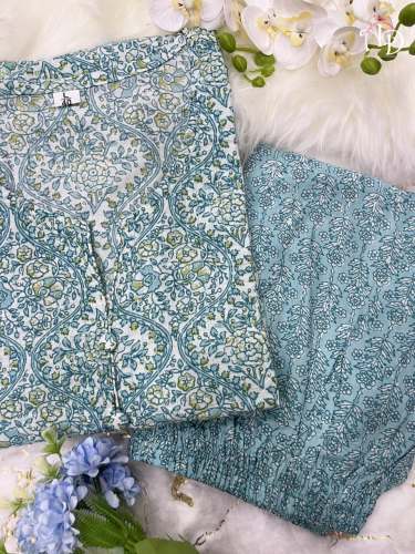 PURE COTTON HANDED KATHA WORK KURTI WITH PANT