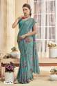 Pure Georgette Designer Saree with Swarovski Border with Blouse  thumb 4