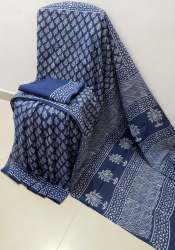 Pure mul cotton Hand Block printing saree with blouse