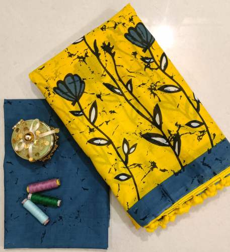 Pure mul cotton saree with block printing 