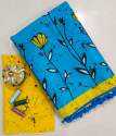 Pure mul cotton saree with block printing  thumb 4