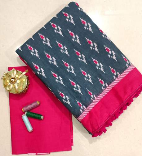 pure mul cotton saree with jhalar and blouse