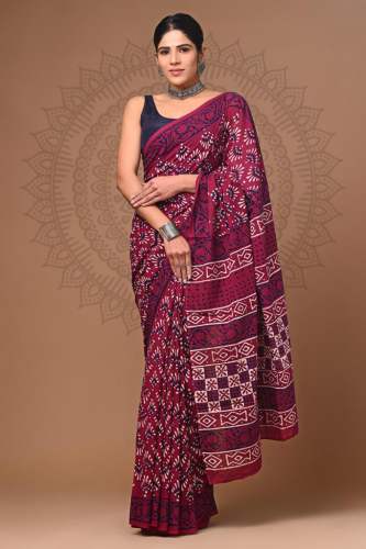 Pure mul cotton super Natural dyeing saree with blouse.....