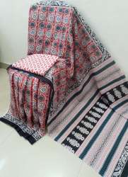 Pure mul mul cotton Hand Block printing saree with blouseï»¿