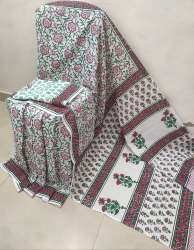 Pure mulmul cotton Hand Block printing saree with blouseï»¿