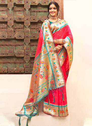 Pure Paithani silk saree with Tassels on Pallu