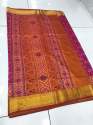 Pure Patola silk fabric saree with contrast blouse thumb 1