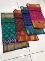 Pure Patola silk fabric saree with contrast blouse thumb 2