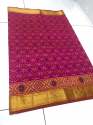 Pure Patola silk fabric saree with contrast blouse thumb 3