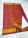 Pure Patola silk fabric saree with contrast blouse thumb 4