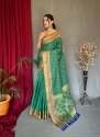 Pure Silk Gold Zari saree with Meenakari Border thumb 4